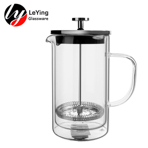 Newest Stylish Design Stainless steel Plunger Heat Resistant High Borosilicate Double Wall Glass French Press Coffee Maker