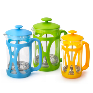 Stylish Colorful PP Heat Resistant High Borosilicate Glass Stainless Steel Plunger French Press Coffee Tea Maker