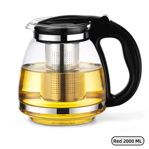 Free Sample 1500/2000ML With Stainless Steel Strainer Glass Teapot For Blooming Tea