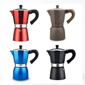 Custom Colorful Stovetop Portable Manual Aluminium Espresso Coffee Pot Cafetera Moka Coffee Maker